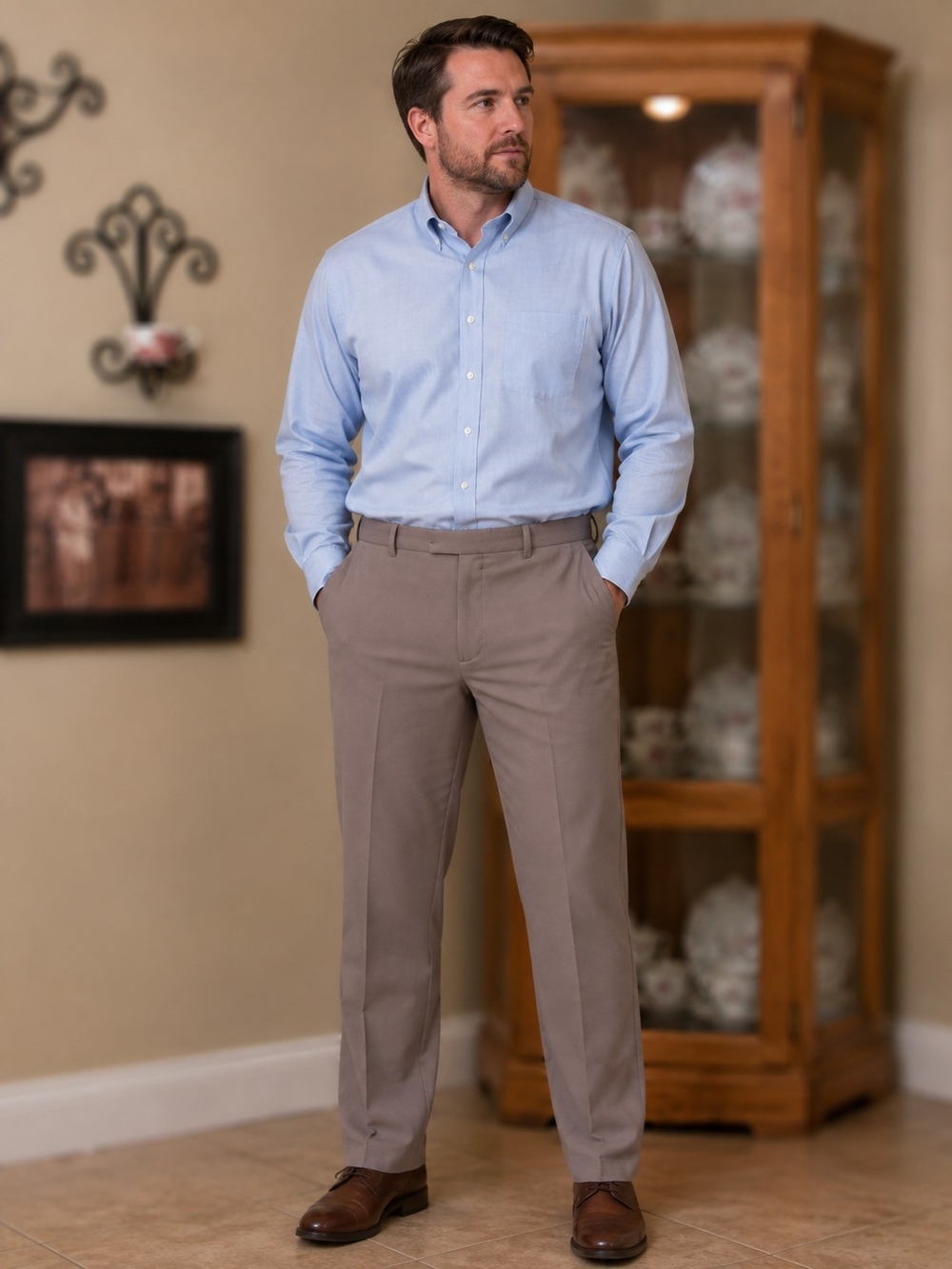 Van Heusen Men's Dress Pants in Taupe